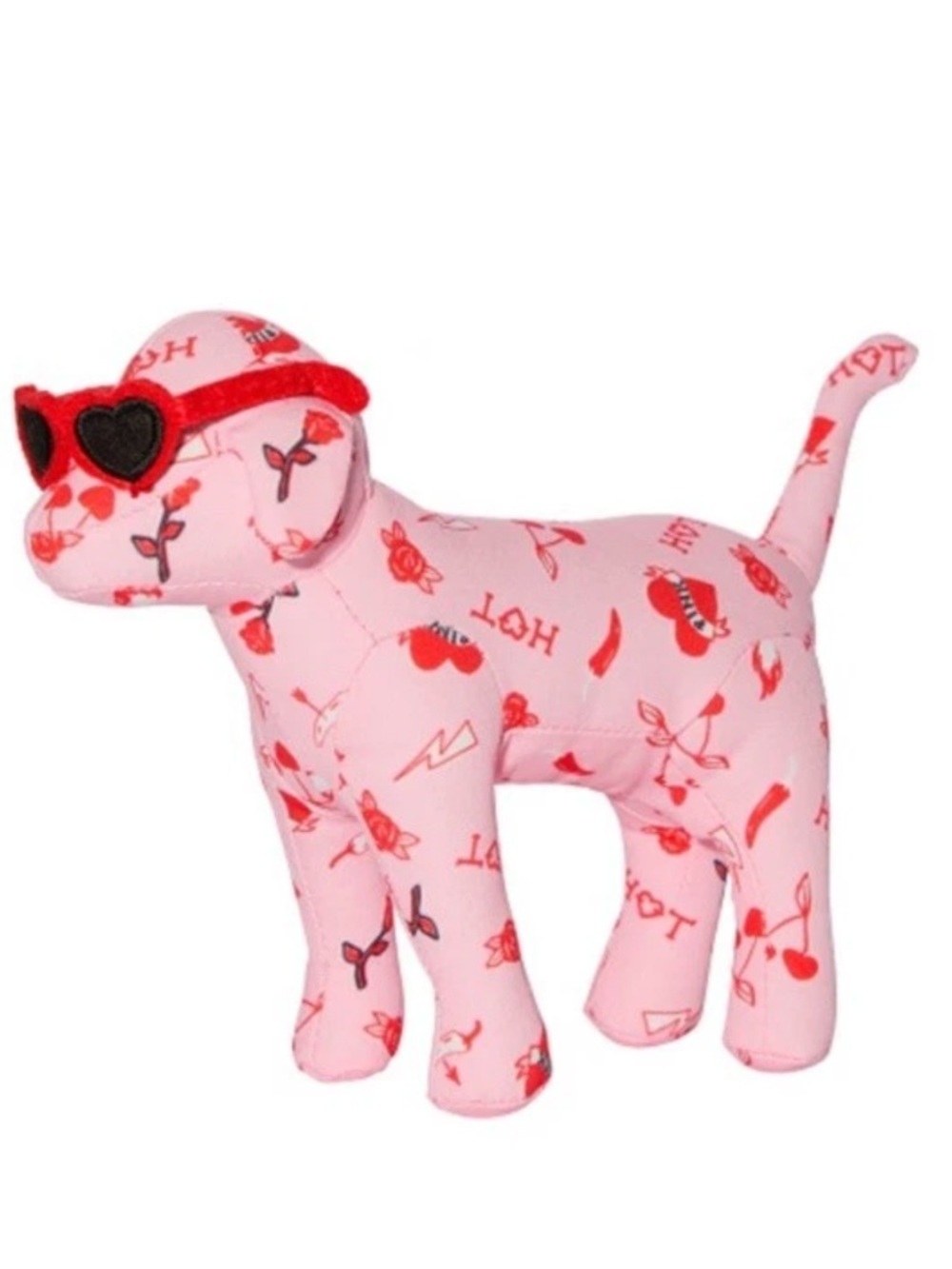 PINK Victoria's Secret Pink Plush Dog with Red Heart Print